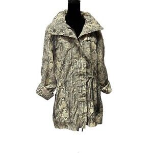 Anorak Brand Jacket Women's Python Snake Print XL Water Resistant Gray $154 MRSP